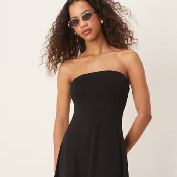 ASOS DESIGN Black Strapless Mini Dress with Flared Hem – Size US 8 – NWT - Picture 2 of 4